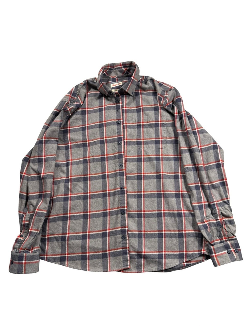 johnnie-O Mens Large Rudy Hangin' Out Button Down Flannel Shirt Charcoal Grey